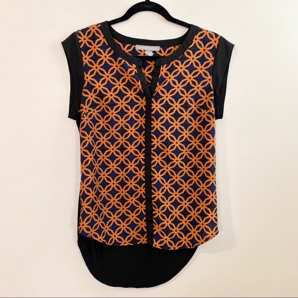 DANIEL RAINN Orange Navy and Black Blouse - Picture 1 of 4